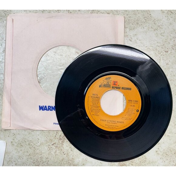 Neil Young Human Highway / Four Strong Winds 45 Rock 1978 Reprise 1396 VG+ - Picture 5 of 6